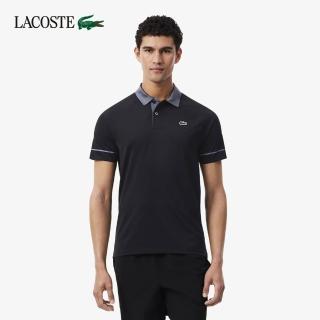 【LACOSTE】男裝-喬科維奇(Novak Djokovic)聯名款 吸濕排汗短袖Polo衫(黑色)