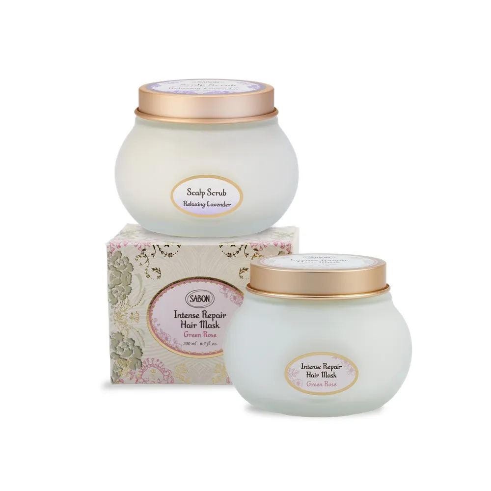 【SABON】官方直營 髮肌養護組(死海鹽頭皮磨砂膏300g+三效修護煥髮膜200ml)
