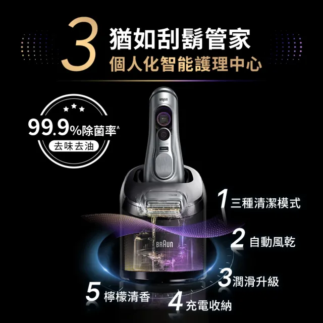 【BRAUN 百靈】9系列 PRO+ 旗艦電動刮鬍刀/電鬍刀 附充電旅行盒+智慧清潔充電座☆(9677cc)