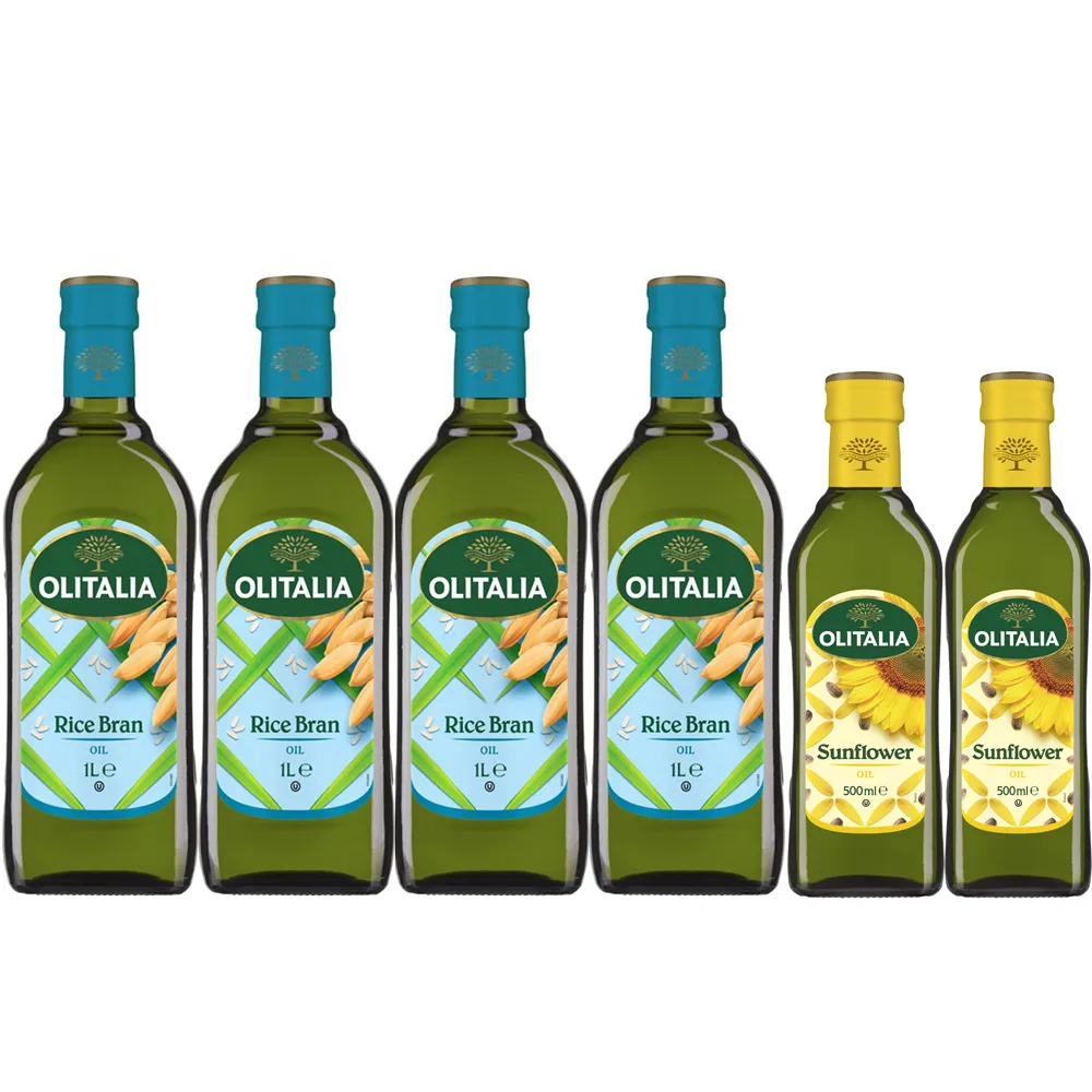 【Olitalia 奧利塔】玄米油1000mlx4瓶(+頂級葵花油500mlx2瓶-禮盒組)