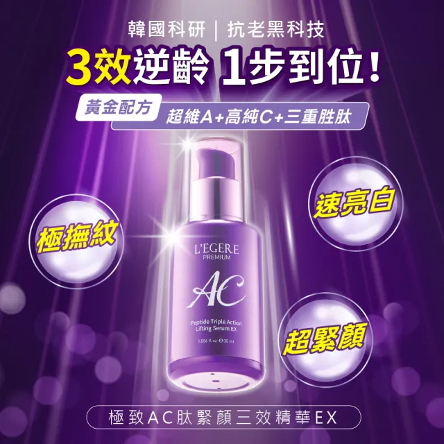 【LEGERE 蘭吉兒】極致AC肽緊顏三效精華EX30ml(3入組)