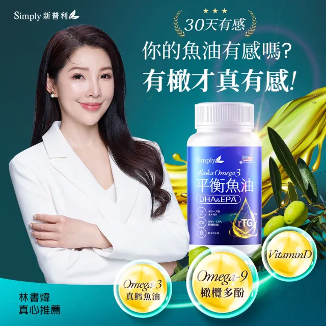 【Simply 新普利】Omega-3平衡魚油60顆 x4盒(林書煒推薦.83%.Omega-9.DHA.EPA.D3)