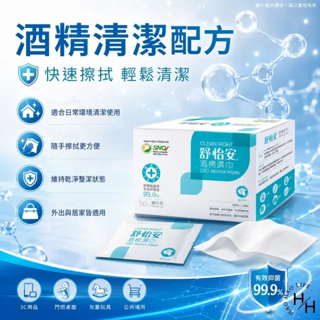【CSD 中衛】4盒組-舒怡安 酒棉濕巾 擦拭用 (50片/盒)