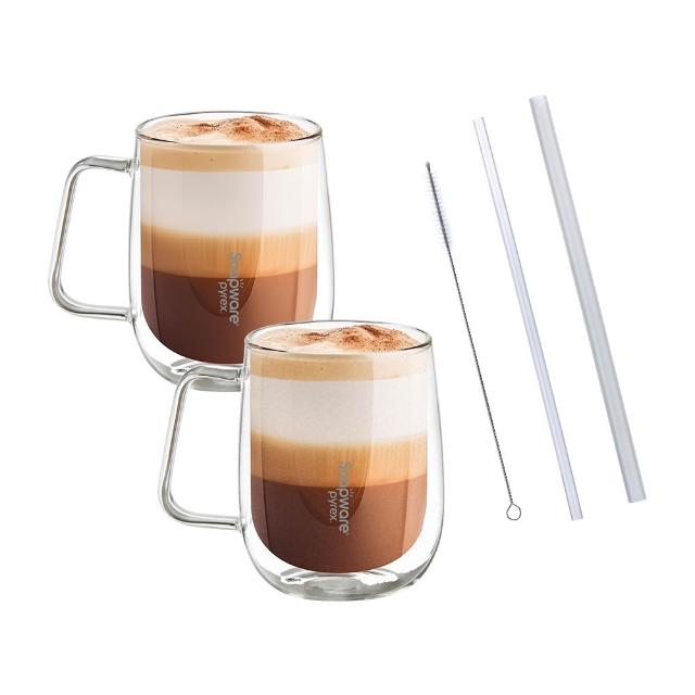 【CorelleBrands 康寧餐具】耐熱雙層500ml玻璃杯/水杯/飲用杯/透明杯-兩入組