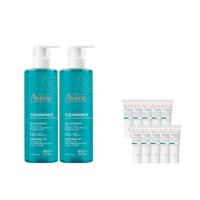 【Avene 雅漾】官方直營 控油舒緩潔膚凝膠400ml 2入組(洗面乳/沐浴乳)