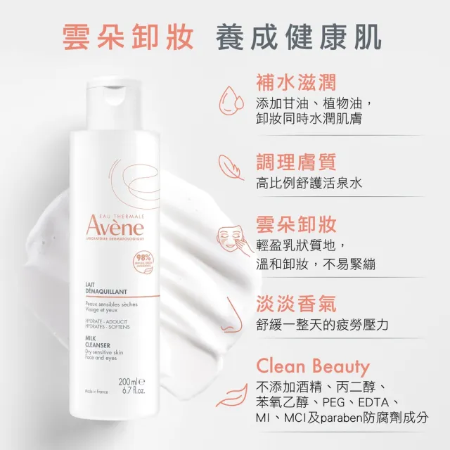 【Avene 雅漾】官方直營 活泉舒緩卸妝乳 2入組