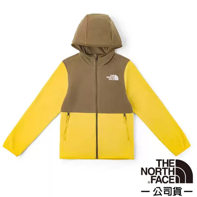 【The North Face】童/女 GLACIER FULL-ZIP HOODIE 保暖刷毛連帽外套.抓絨夾克/ 8CVF-RL3 金芒黃