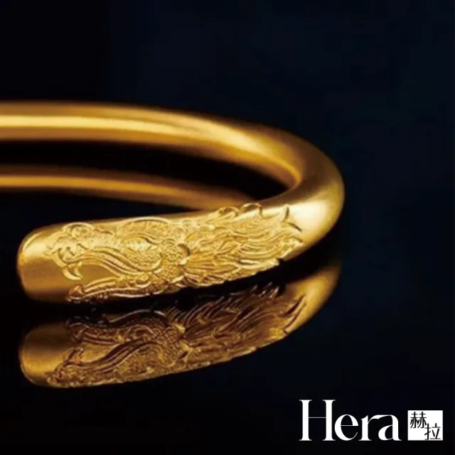 【HERA 赫拉】龍躍鳳鳴古法沙金手鐲 H115083106(沙金 點鑽 麥穗葉 花卉 手環)