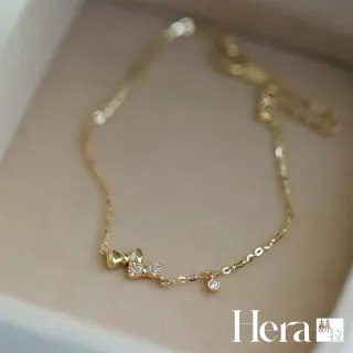 【HERA 赫拉】S925鍍14K微鑲鑽俏皮蝴蝶結手鍊 H115083104(S925 鍍14K 微鑲鑽 蝴蝶結 手鍊)