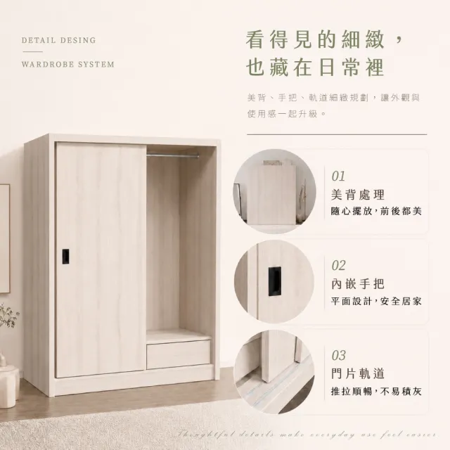 【IHouse】免組裝 台灣製4X7尺推門收納衣櫃(贈實木衣架*5)