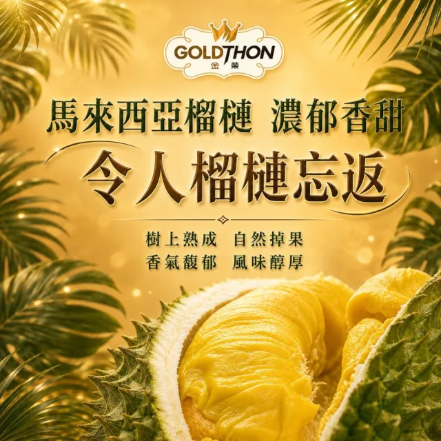 【Gold Thon】馬來西亞老樹貓山王榴槤果肉400克x1盒(真空貼體盒裝  清真認證)
