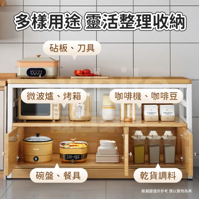 【靚白家居】鋼木風二門餐廚櫃 中島款 80公分 S049(收納櫃 置物櫃 收納櫥櫃 餐櫃 廚房電器櫃)