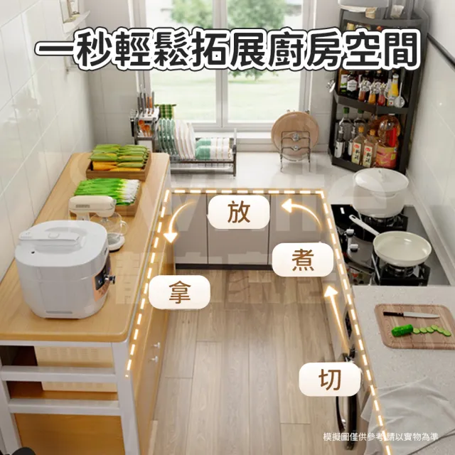 【靚白家居】鋼木風三門餐廚櫃 中島款 120公分 S051(收納櫃 置物櫃 收納櫥櫃 餐櫃 廚房電器櫃)