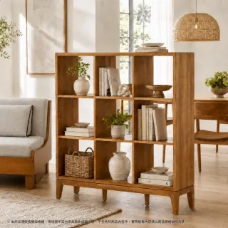【Mahogany 瑪荷尼家具】新品上市☆全原木 桃花心木 金碧雙面格櫃(120)(9格櫃)(櫥櫃、書櫃、展示櫃)