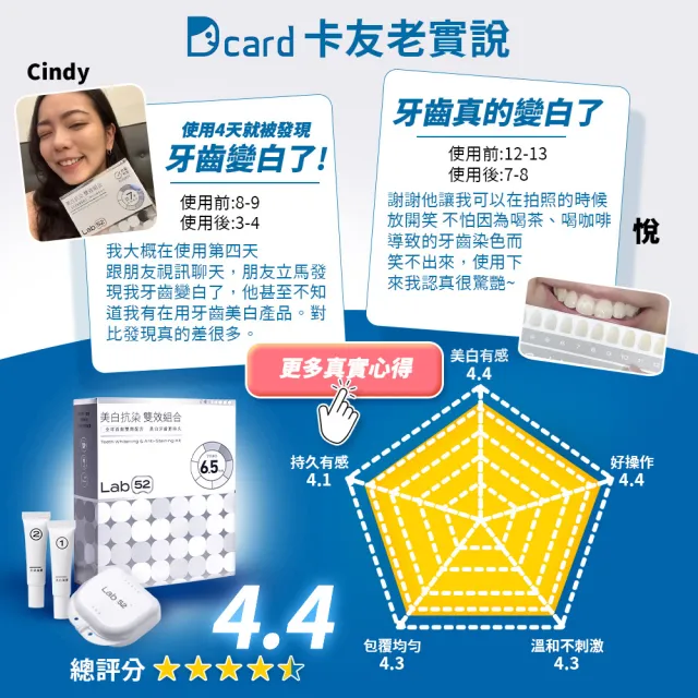 【Lab52 齒妍堂】美白抗染雙效組合(美齒面膜/衛福部核可牙齒美白/低刺激/美白牙托/美白牙貼/瞬白/亮白)