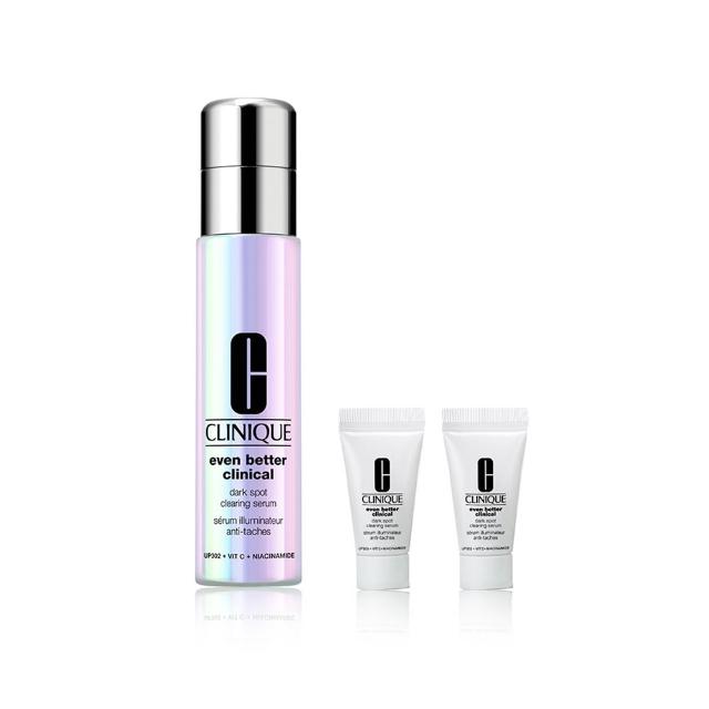 即期品【CLINIQUE 倩碧】超激光淡斑精粹PRO入門組(淡斑精粹PRO 30ml+淡斑保濕輕乳霜5mlx2/美白淡斑精華)