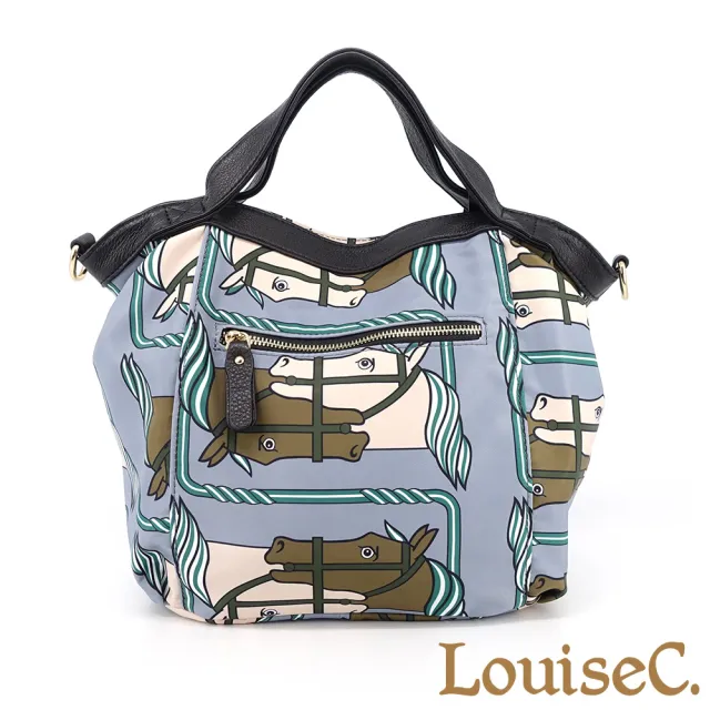 【LouiseC.】雙11 Tree House 牛皮 輕盈尼龍 印花中型 手提斜背防水包 4色 YS98233
