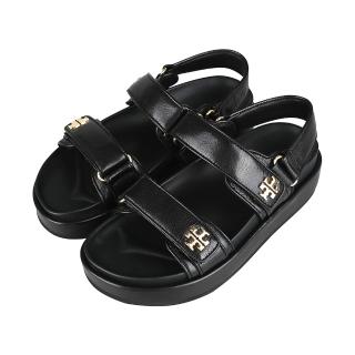 【TORY BURCH】TORY BURCH精品真皮Kira Sport涼鞋(女鞋/黑)