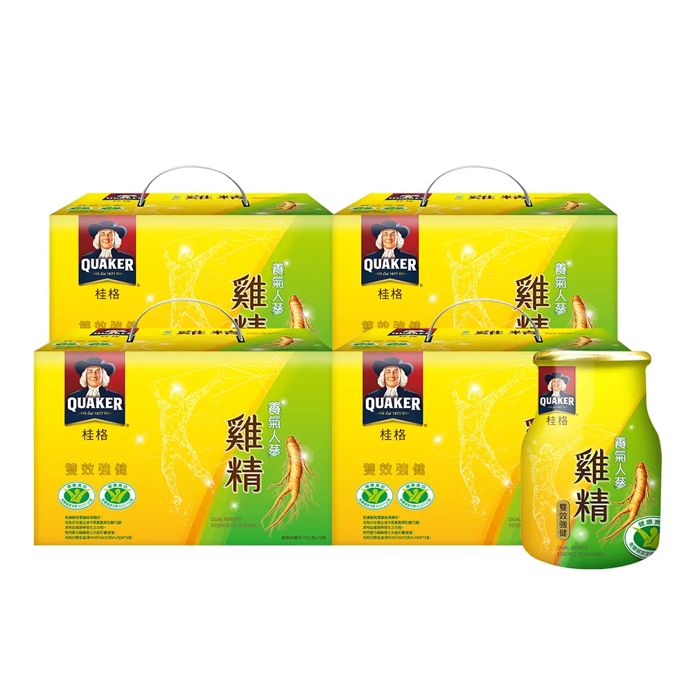【QUAKER 桂格】養氣人蔘雞精禮盒68mlx18入x4盒(共72入  送禮推薦)
