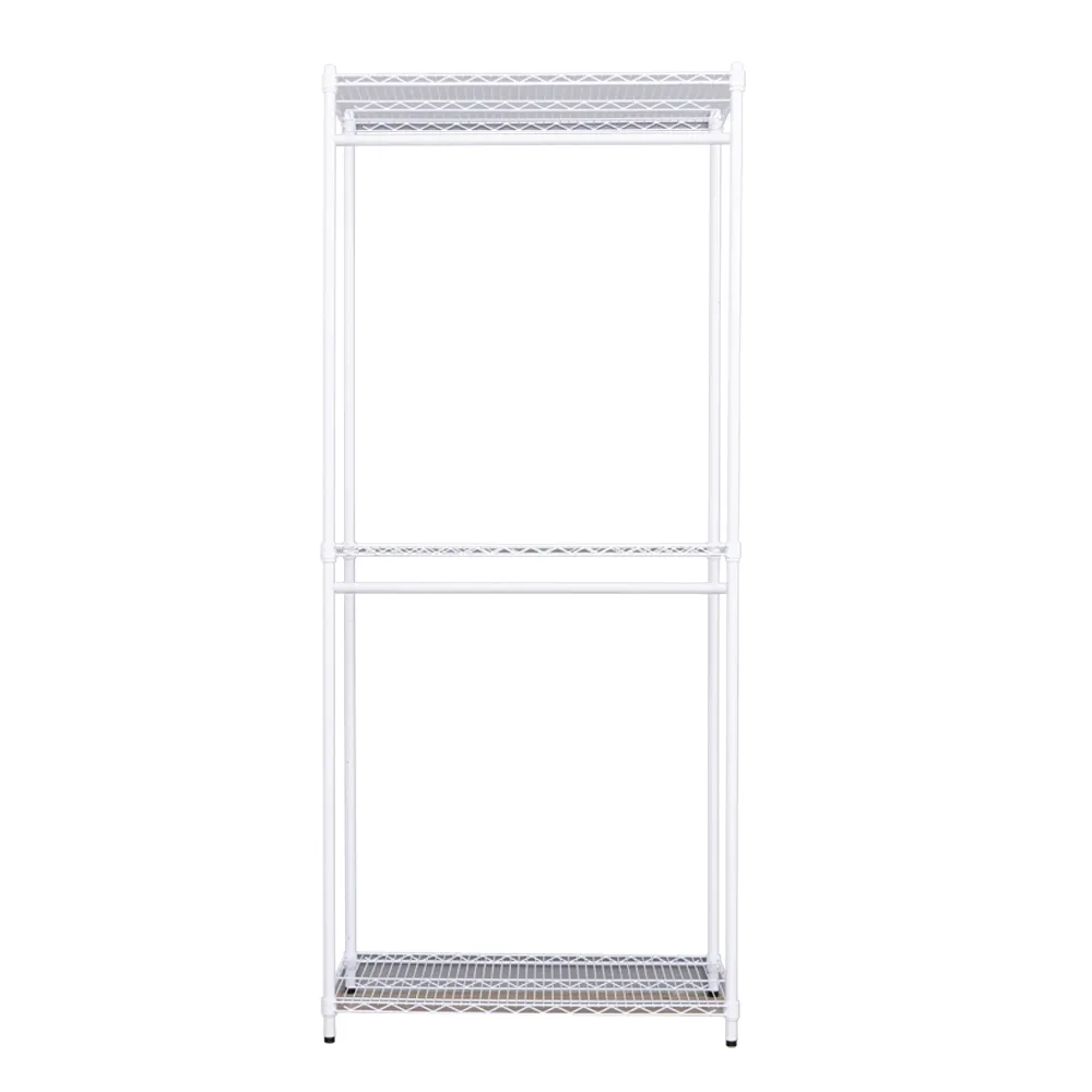 【dayneeds 日需百備】荷重型 90x45x210cm 烤漆三層雙桿衣櫥(置物架/掛衣架/收納架/層架/鐵架)