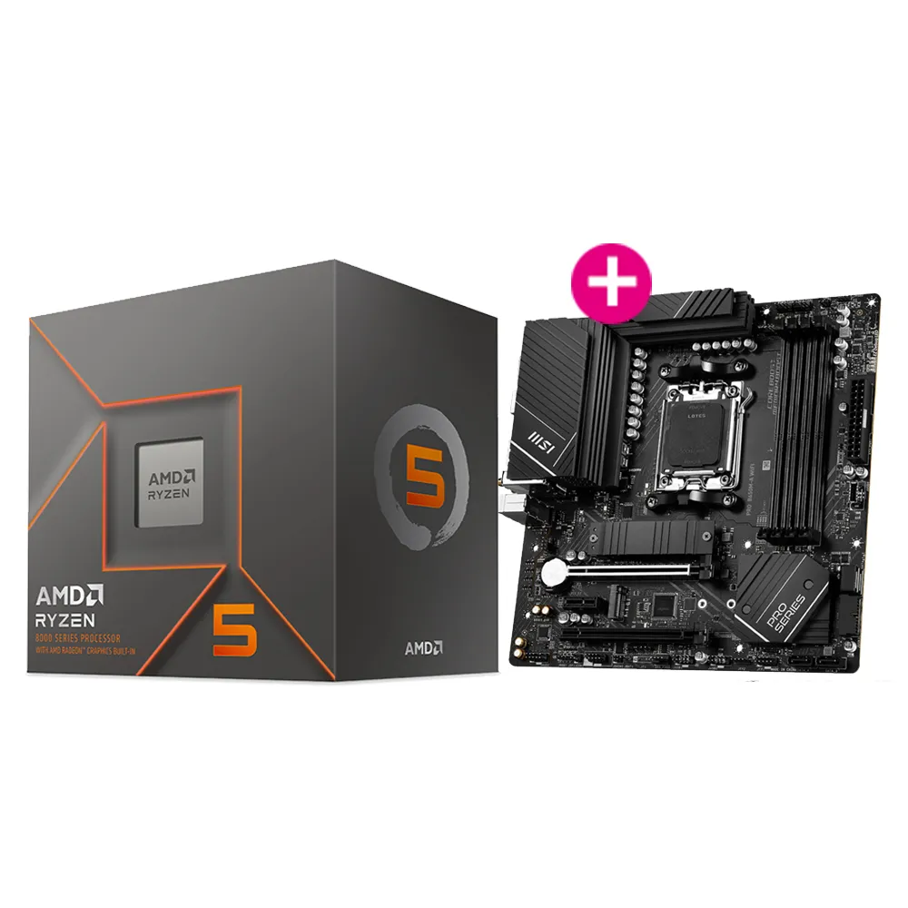 【MSI 微星】 B650M+R5-8600G組合★AMD Ryzen 5-8600G 六核心處理器+微星PRO B650M-A WIFI 主機板(板+U)