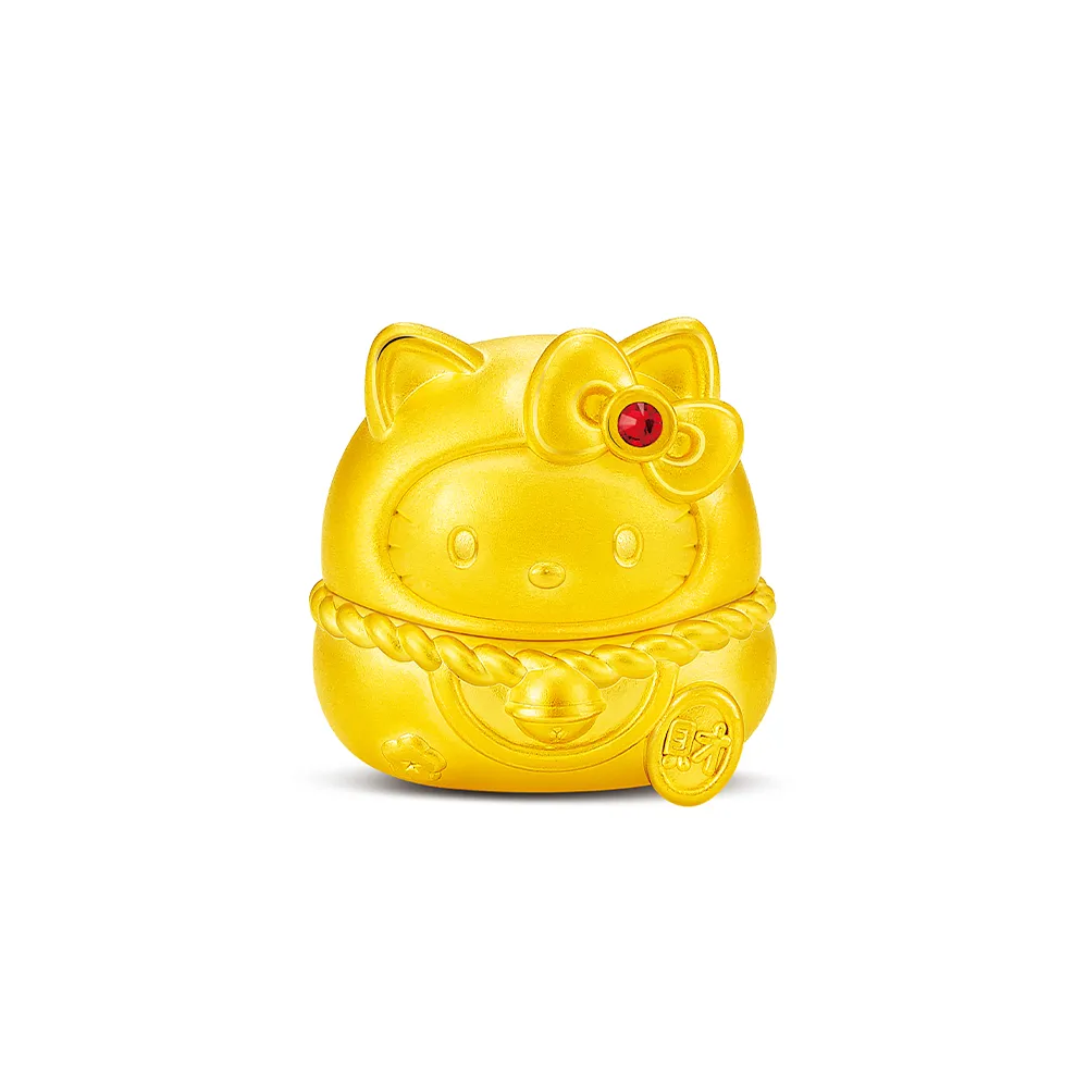 【Just Gold 鎮金店】Hello Kitty 招財聚金達摩 黃金擺件