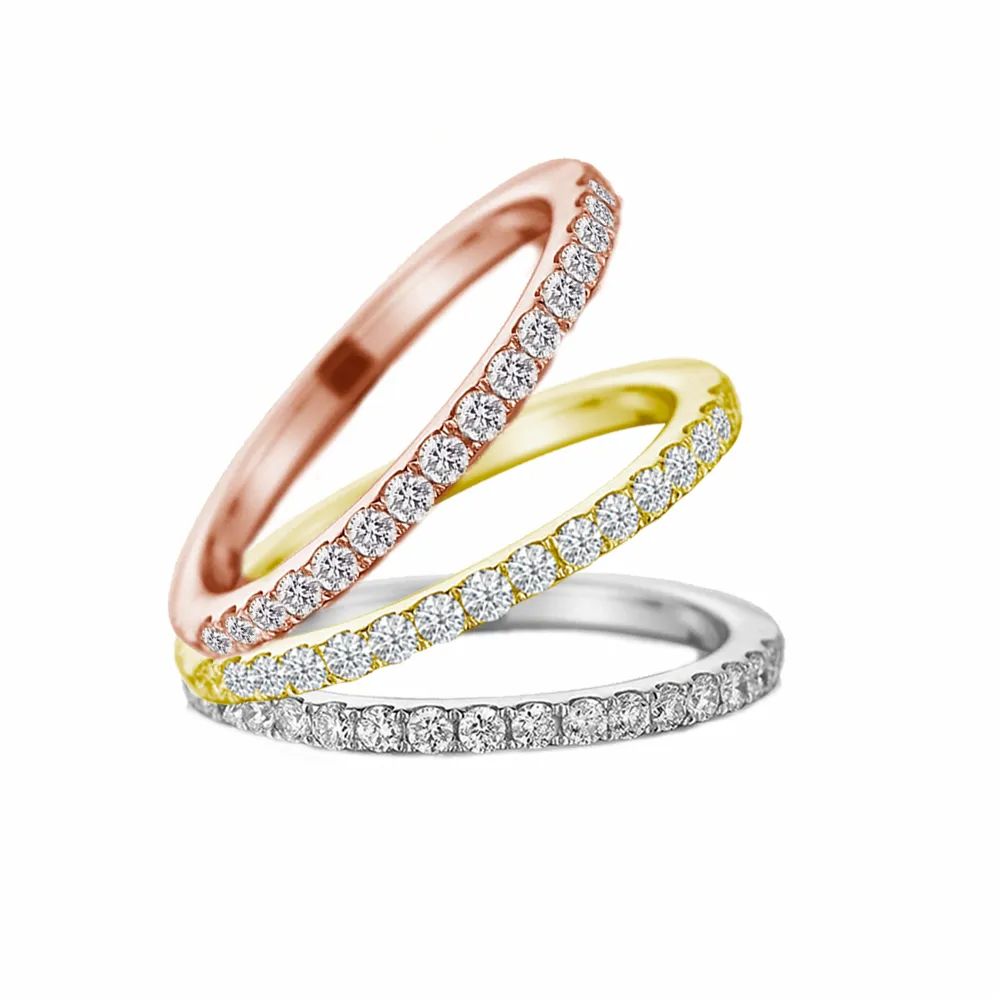 【City Diamond 引雅】14K 天然鑽石 排鑽 白K金 黃K金 玫瑰金 戒指 線戒-三色任選/不可改圍(璀璨流光系列)
