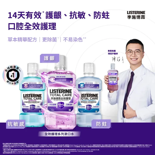 【Listerine 李施德霖】全效護理漱口水500mlx8(防蛀/抗敏感/溫和/牙齦/亮白)