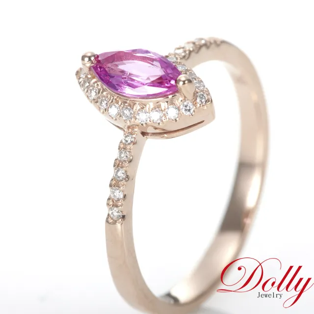【DOLLY】14K金 天然艷彩粉色藍寶石玫瑰金鑽石戒指 高級訂製珠寶 浪漫質感 奢華送禮