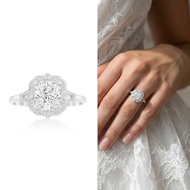 【AURORA 歐羅拉】GIA 50分  DVVS1 天然鑽石 矩形鑽戒 戒指 花式車工 永恆設計 婉約