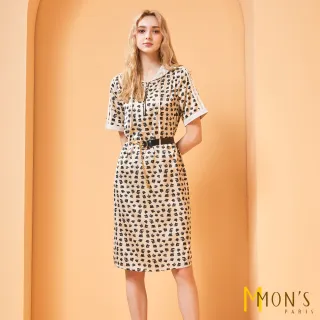 【MON’S】幾何印花連帽洋裝(直)