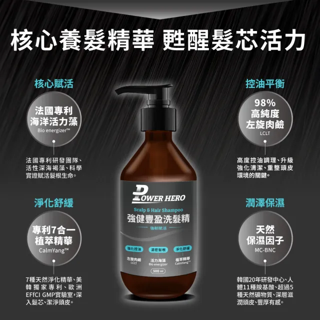 【PowerHero 勁漢英雄】洗髮精500mlx2入組(強健豐盈)