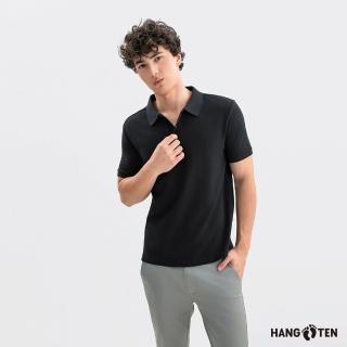 【Hang Ten】Hang Ten- 經典純棉短袖POLO衫-男(黑色)