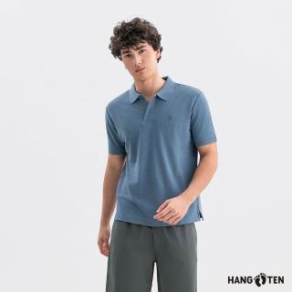 【Hang Ten】Hang Ten- 經典純棉短袖POLO衫-男(鈷藍花紗)