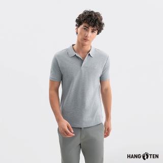 【Hang Ten】Hang Ten- 絲光棉繡花短袖POLO衫-男(花紗灰)