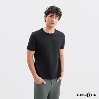 【Hang Ten】Hang Ten- 絲光棉口袋簡約短袖T恤-男(黑色)