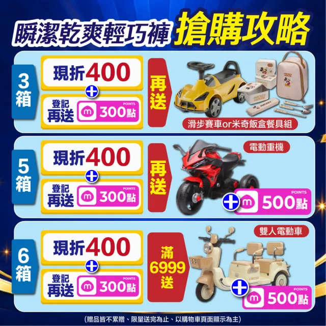 【滿意寶寶】獨家-瞬潔乾爽輕巧褲L-XXL 6箱組 (褲型/日本製)