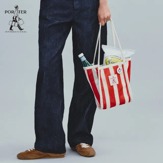 【PORTER INTERNATIONAL】輕盈結構AERO手提包-S(紅)