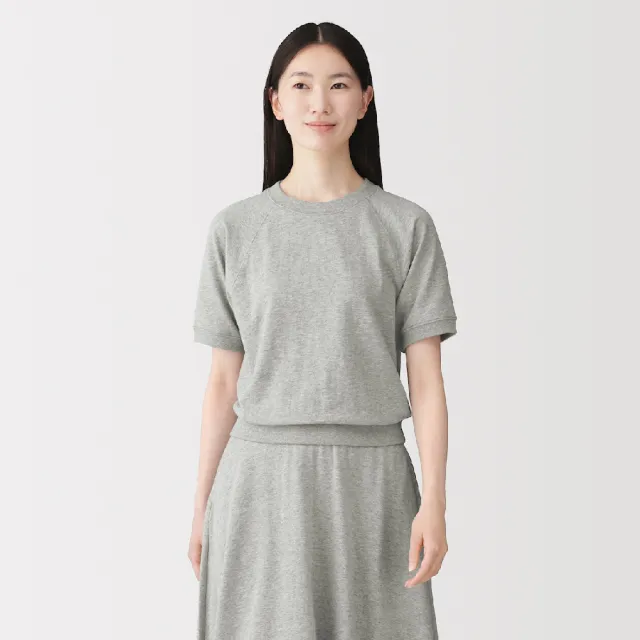 【MUJI 無印良品】女輕量裏毛圓領短袖T恤(柔白/灰色/黑色/深藍)