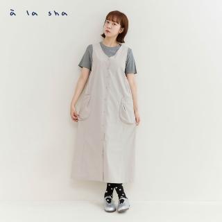 【a la sha】蘋果貓V領背心洋裝