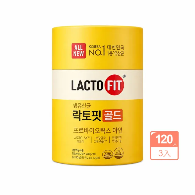 【韓國鍾根堂】LACTO-FIT GOLD 益生菌粉末食品 大童與成人款120入-三入組