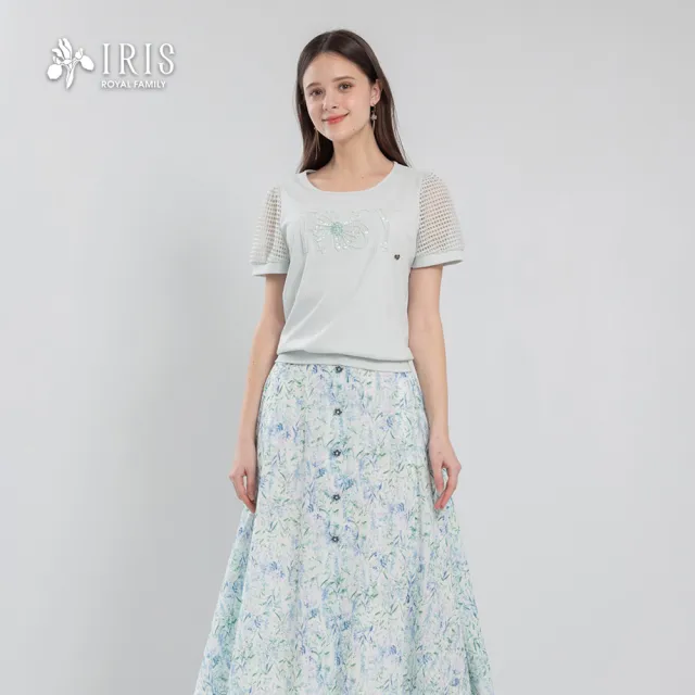 【IRIS 艾莉詩】柔花亮片刺繡棉上衣-3色(62927)