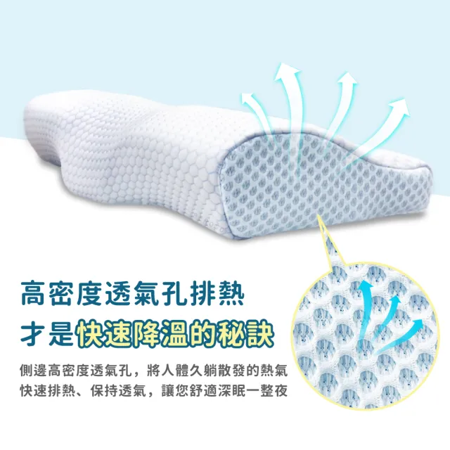 【Beroso 倍麗森】涼感冰絲透氣護頸防鼾記憶枕(SGS檢驗 支撐頸部 護頸枕 記憶枕 禮物 雙11)