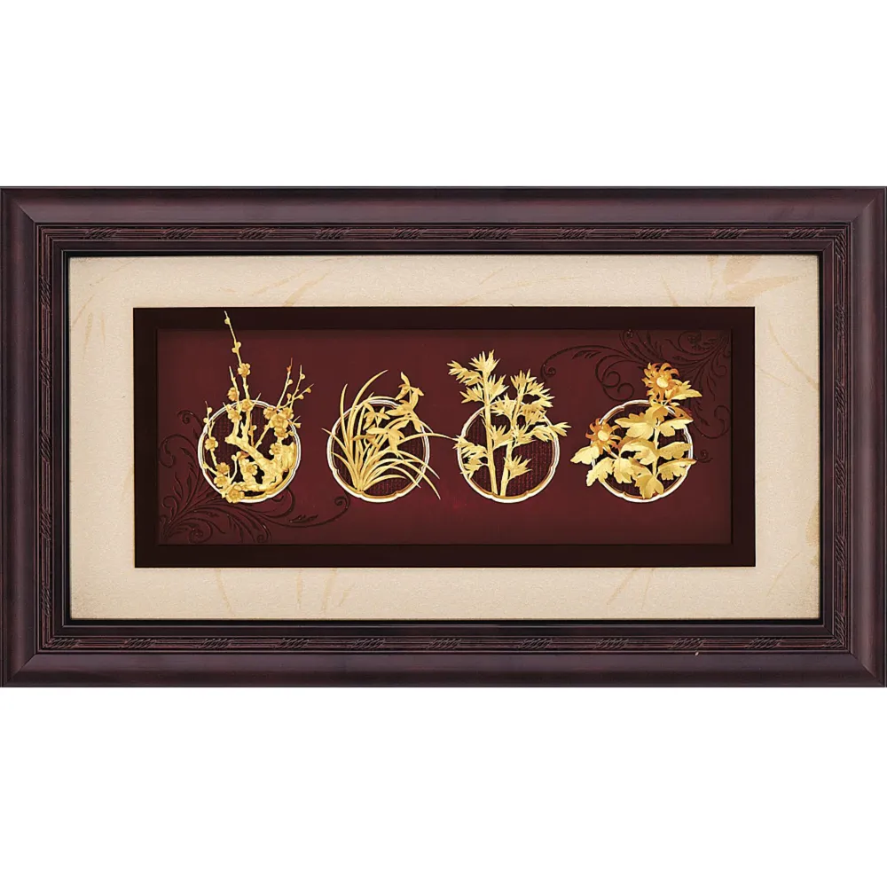 【開運陶源】純金金箔畫 -四君子/ 梅蘭竹菊(賜喜系列 69x40cm)