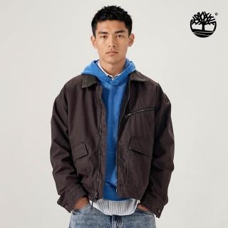 【Timberland】男款灰黑色寬版Strafford帆布外套(A5T43CN1)
