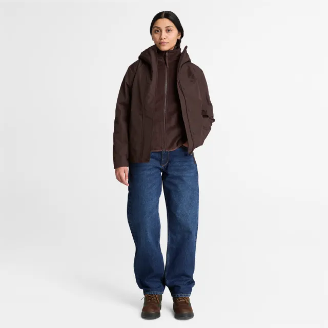 【Timberland】女款深棕色三合一防水外套(0YH5NC35)