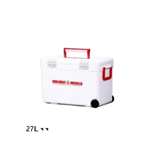 【RONIN 獵漁人】SHINWA 日本製冰箱 27L Holiday World 硬式白色冰箱(戶外 露營 釣魚 保冷 冰箱 贈冰磚)