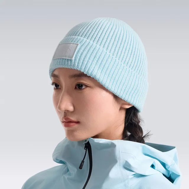 【The North Face】北面男女款淺藍色保暖針織毛帽｜8CHENN4