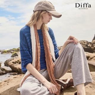 【Diffa】鬆緊腰綁帶車褶直筒褲-女
