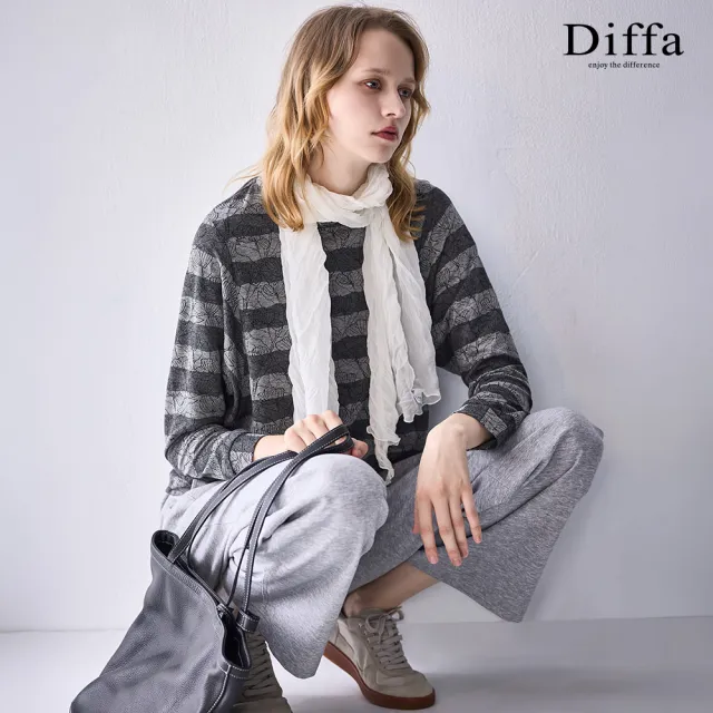 【Diffa】鬆緊腰綁帶車褶直筒褲-女